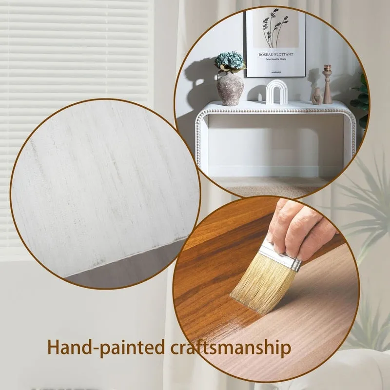 59 Entryway Table, Curved Waterfall-style Table,Console Table with Wood Beads