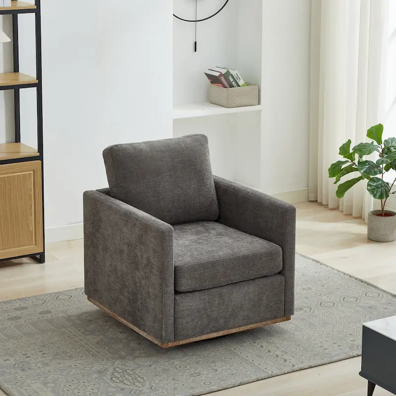 Square Upholstered Swivel Accent Chair