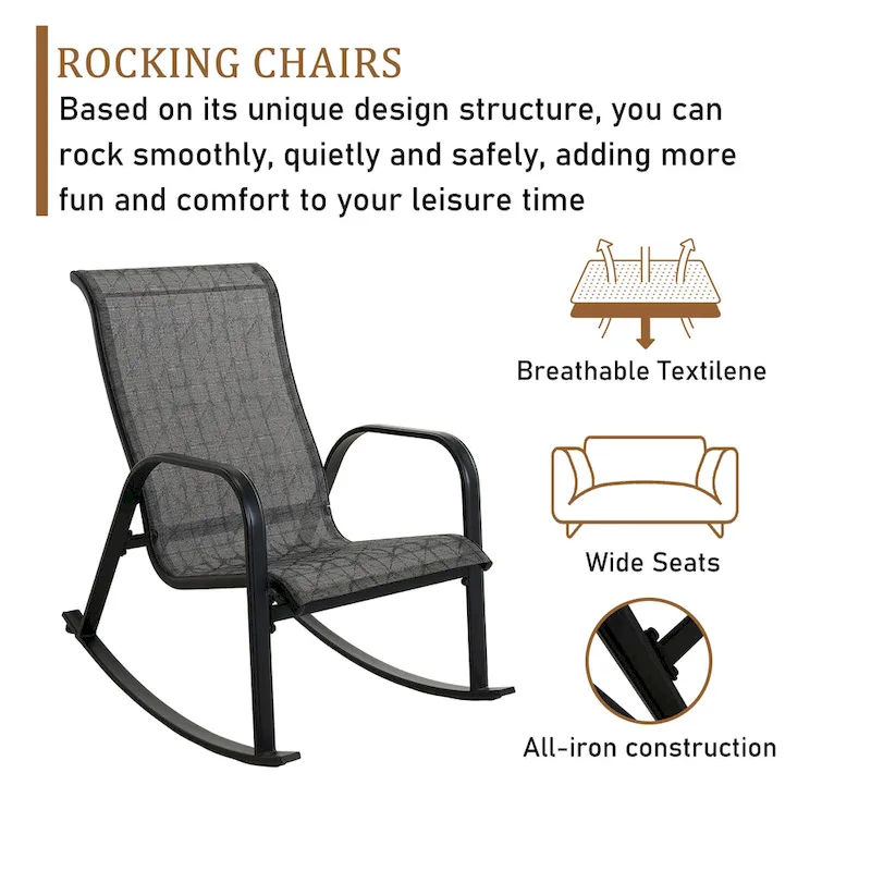 Single Iron Frame Removable Teslin Rocking Chair