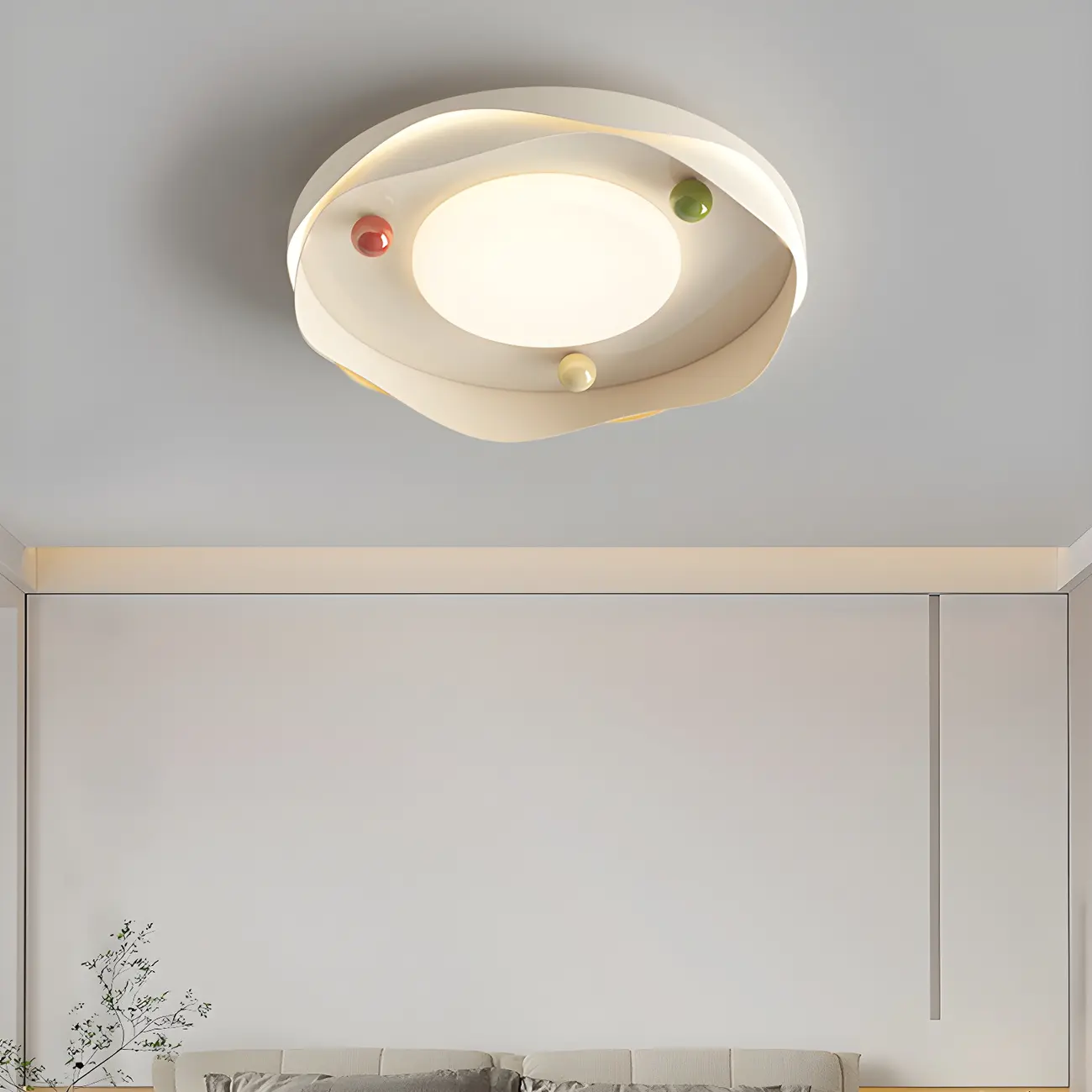 White Round Chic LED Dimmable Flush Mount Ceiling Light
