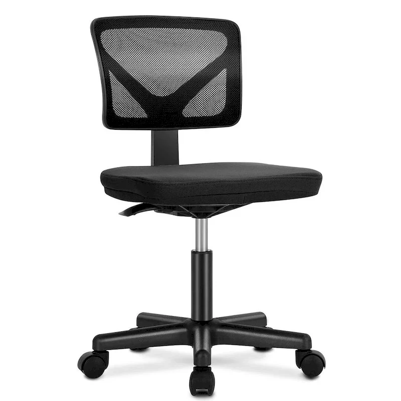 Armless Small Office Desk Chair with Back