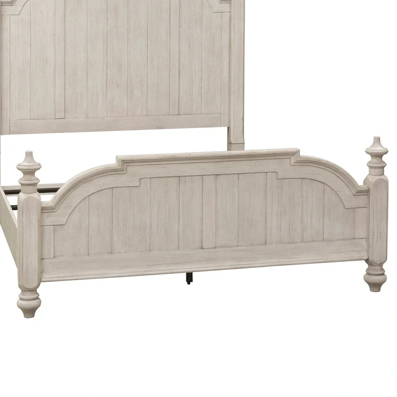 Farmhouse Reimagined Antique White with Chestnut King Poster Bed