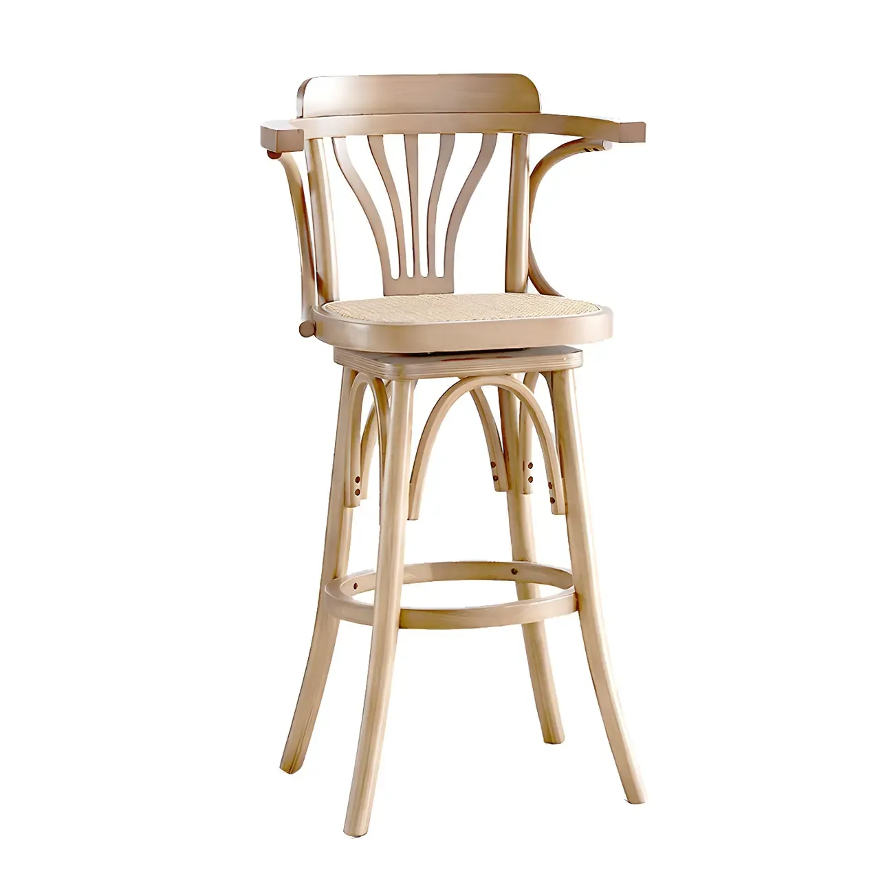 Timeless Square Rattan Wood Low Back Bar Stool in Brown/ Black