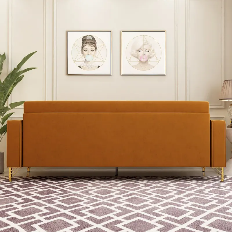 Modern Tufted Velvet Loveseat Upholstered Sofa with Removable Cushions and Pillows - 85.63 in.D x 30.31 in.W x 30.51 in.H