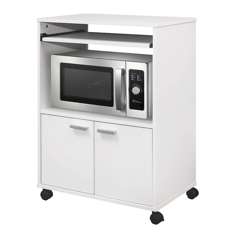 2-Door Kitchen Microwave Cart (White)