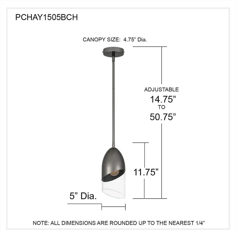 Haynes 1-Light Black Chrome Mini Pendant Light