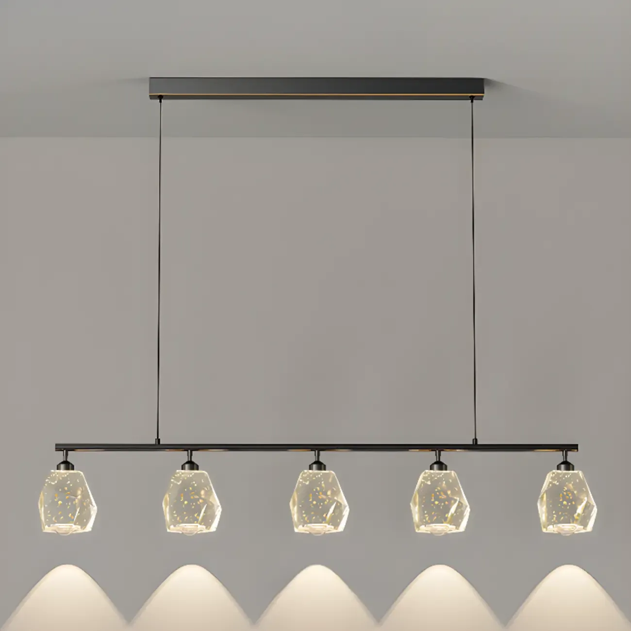 Geometric Gold Crystal Down Island Pendant Light