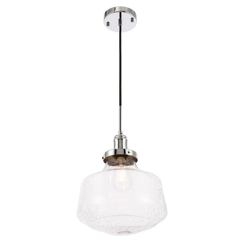Klyli 11-inch 1-light Clear Seeded Glass Hanging Pendant