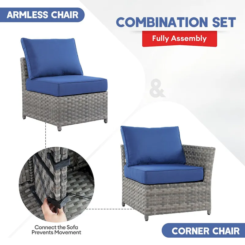 XIZZI 9-piece Patio Furniture Sectional Set with Swivel Rocking Chairs