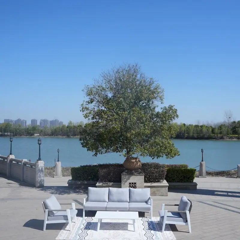 Outdoor Aluminum Patio Sofa Set with Cushions,White