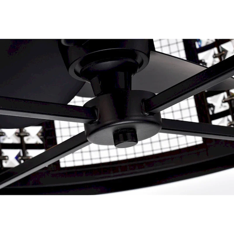 Lacey Matte Black Ceiling Fan19-Inch 4-Light Geometric Metal & Crystal Drum Shade (Includes Remote)