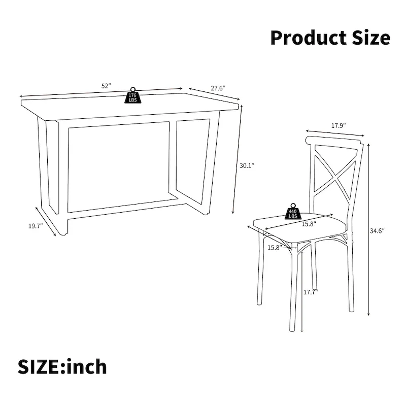 Modern Style 7-Piece Dining Set with Rectangular Table and 6 Cross Back Dining Chairs