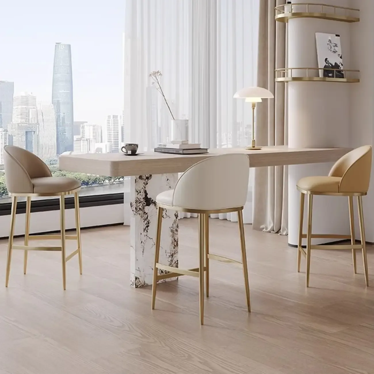 Mid Century Modern Leather Bar Stools Counter Height