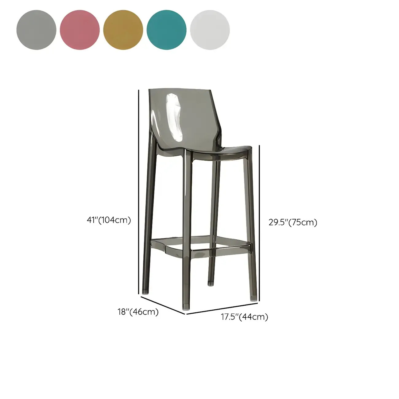 Modern Acrylic Vibrant Durable Colourful Sleek Bar Stool
