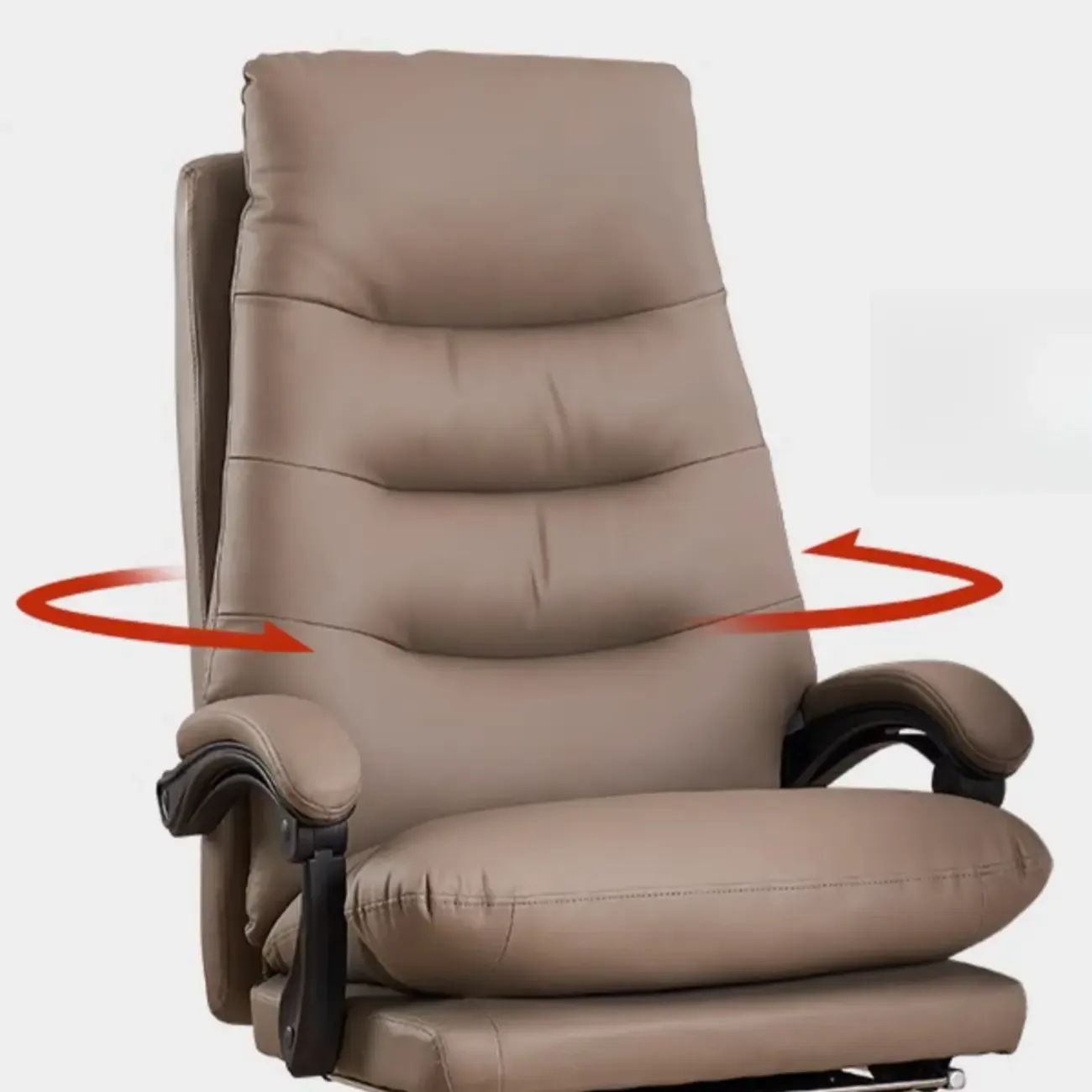 Reclining Beige Leather Adjustable Swivel Office Chair