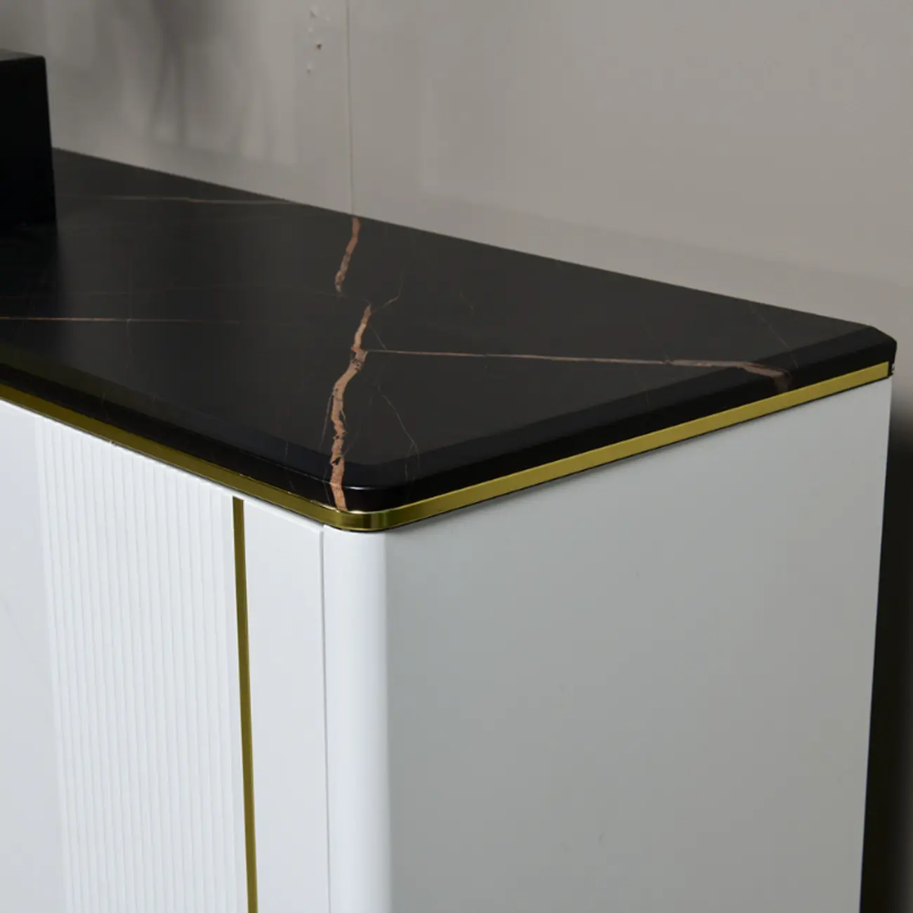 Glam Dark Gray Wooden Cabinet with Free Standing Design