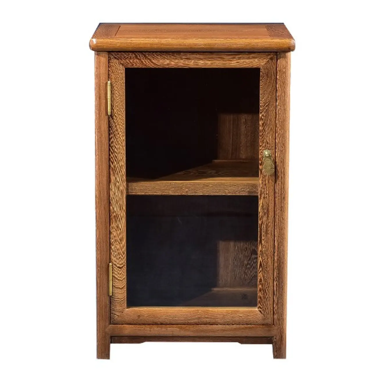 Vintage Wooden Display Cabinet with Glass Doors