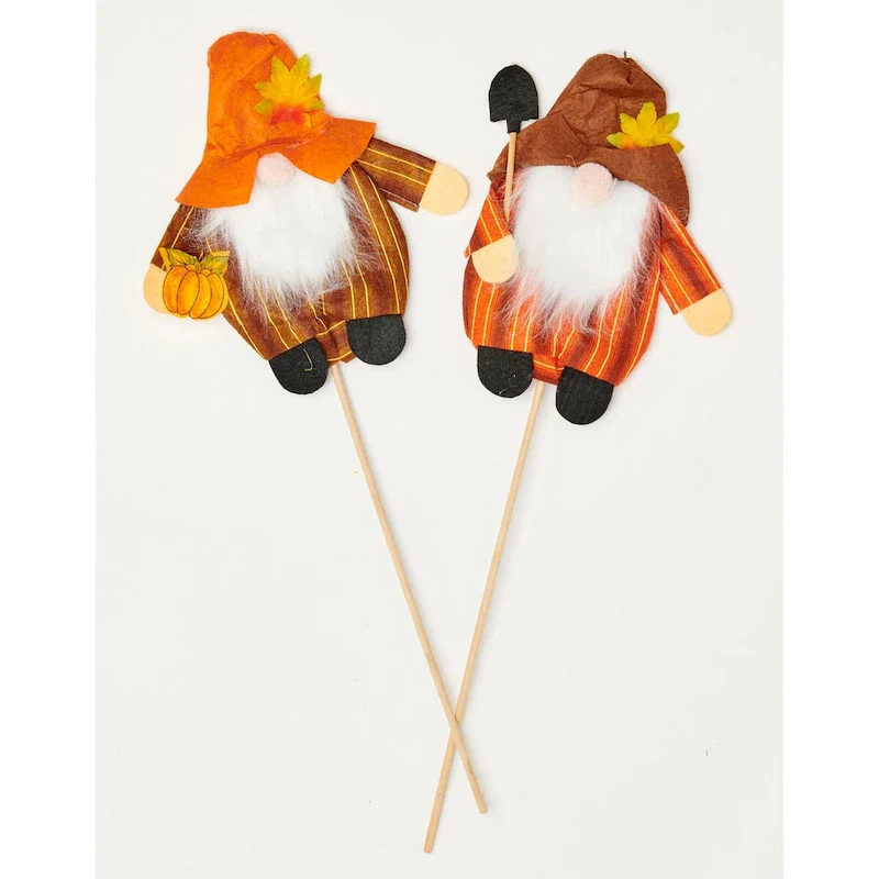 10  Fall Gnome on 14  Stick, Set of 4 - 12