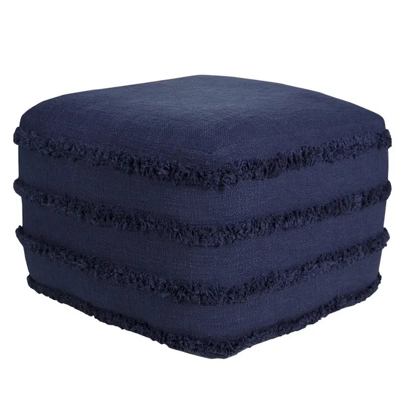 Sevita Solid Textured Stripe Pouf Ottoman