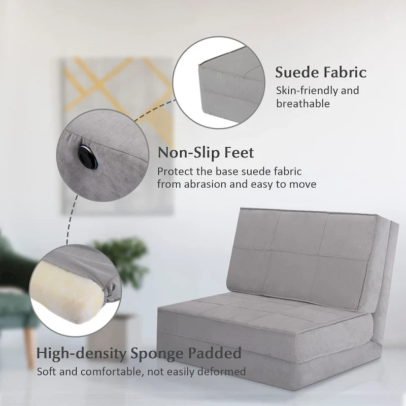 Costway Convertible Fold Down Chair Flip Out Lounger Sleeper Bed Couch