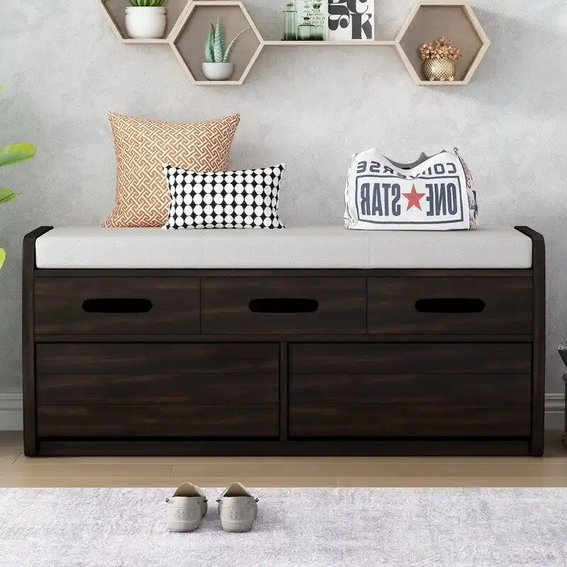 Storage Bench with 2 Drawers and Hidden Storage Space