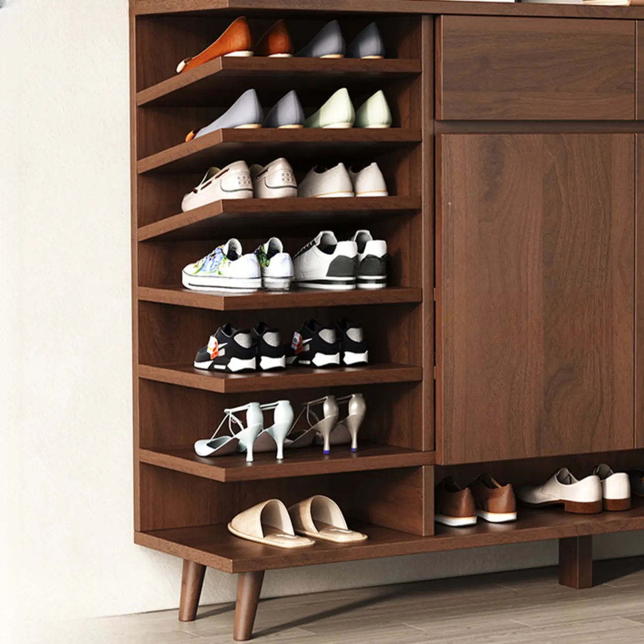 Modern Manufactured White Wood Shoe Cabinet