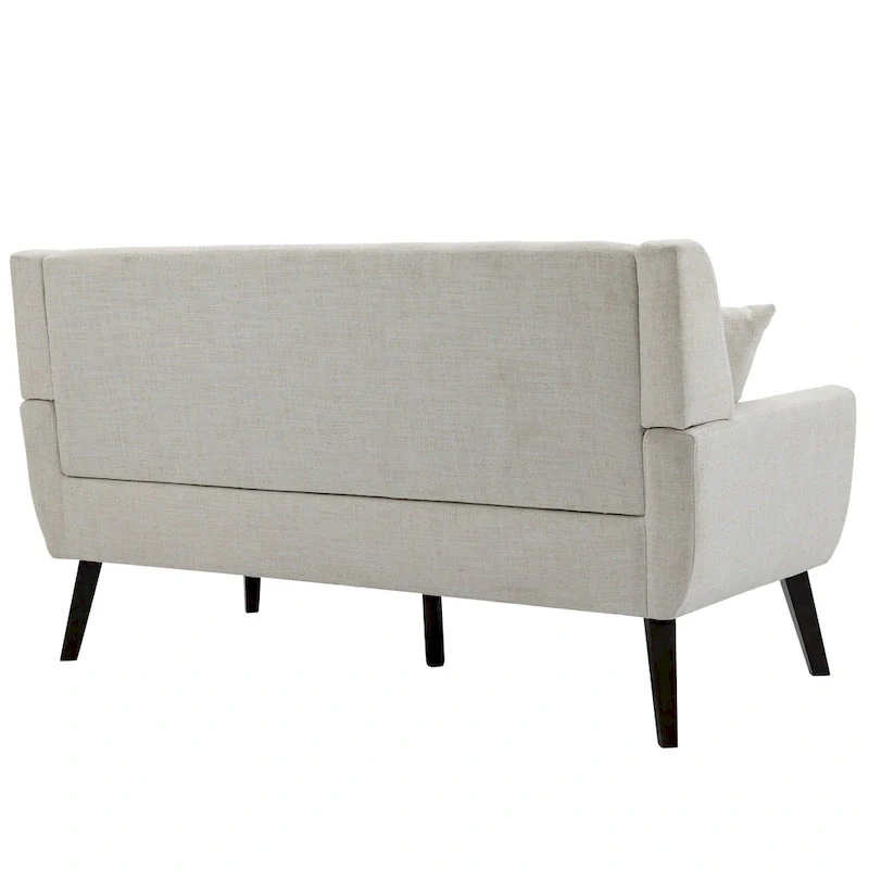 Tufted Linen/Cotton 2-Seater Sofa with Pillows