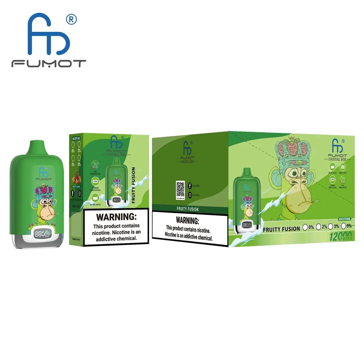 Fumot Digital Box 12000 Fruity Fusion – 10er-Displaybox mit Einweg-Vape und Einzelpackung