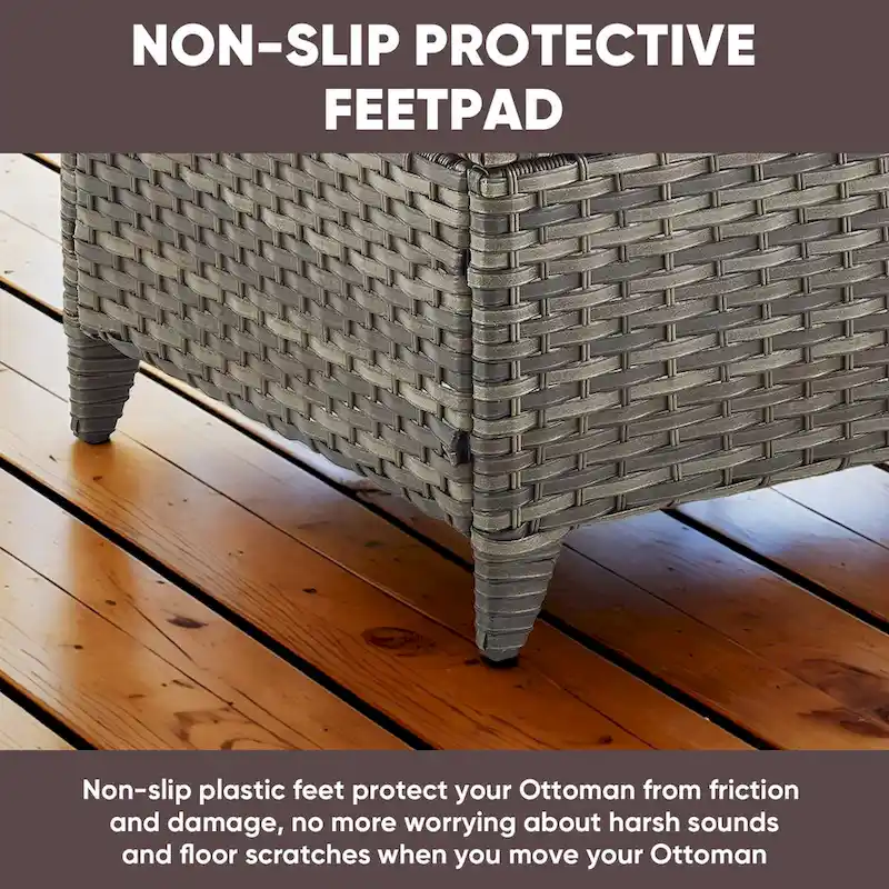 4 Piece Patio Chairs with Ottoman, Swivel Rocking Chairs - Grey