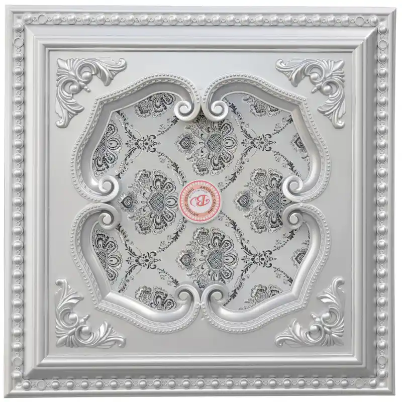 Silver Four Leaf Clover Square Chandelier Ceiling Medallion 24in