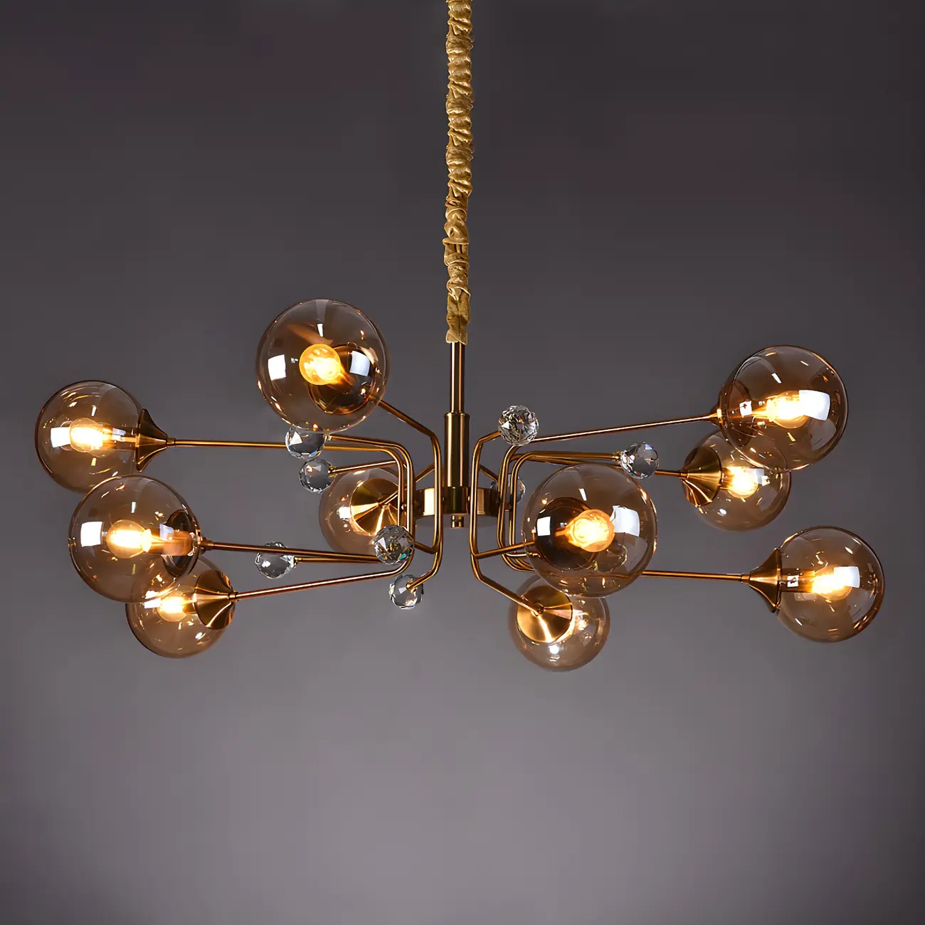 8-Light Mid-Century Modern Glass Globe Chandelier
