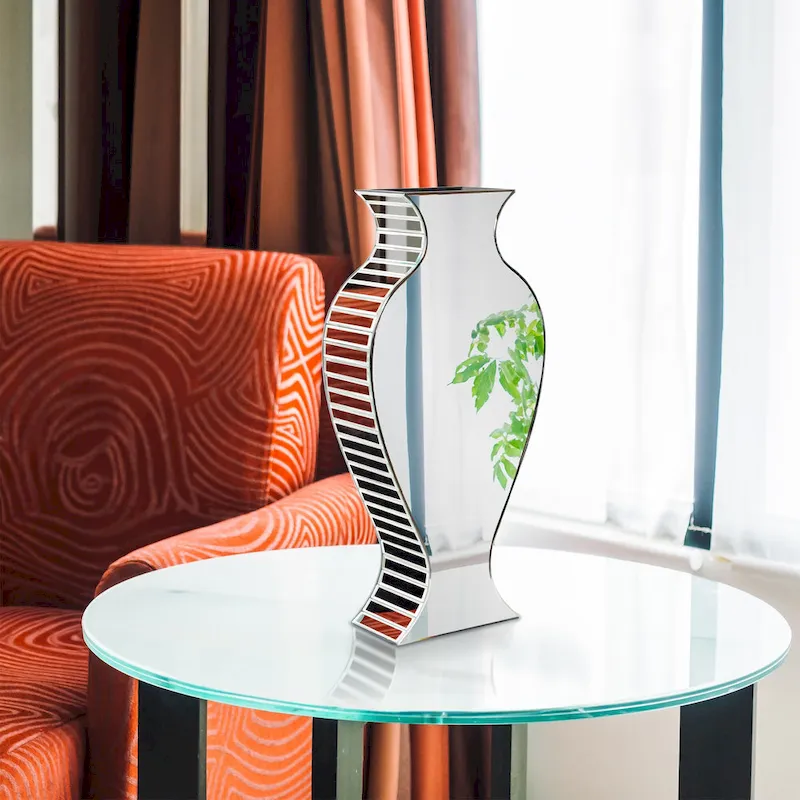 Allan Andrews Decorative Mirrored Beveled Glass Accent Vase