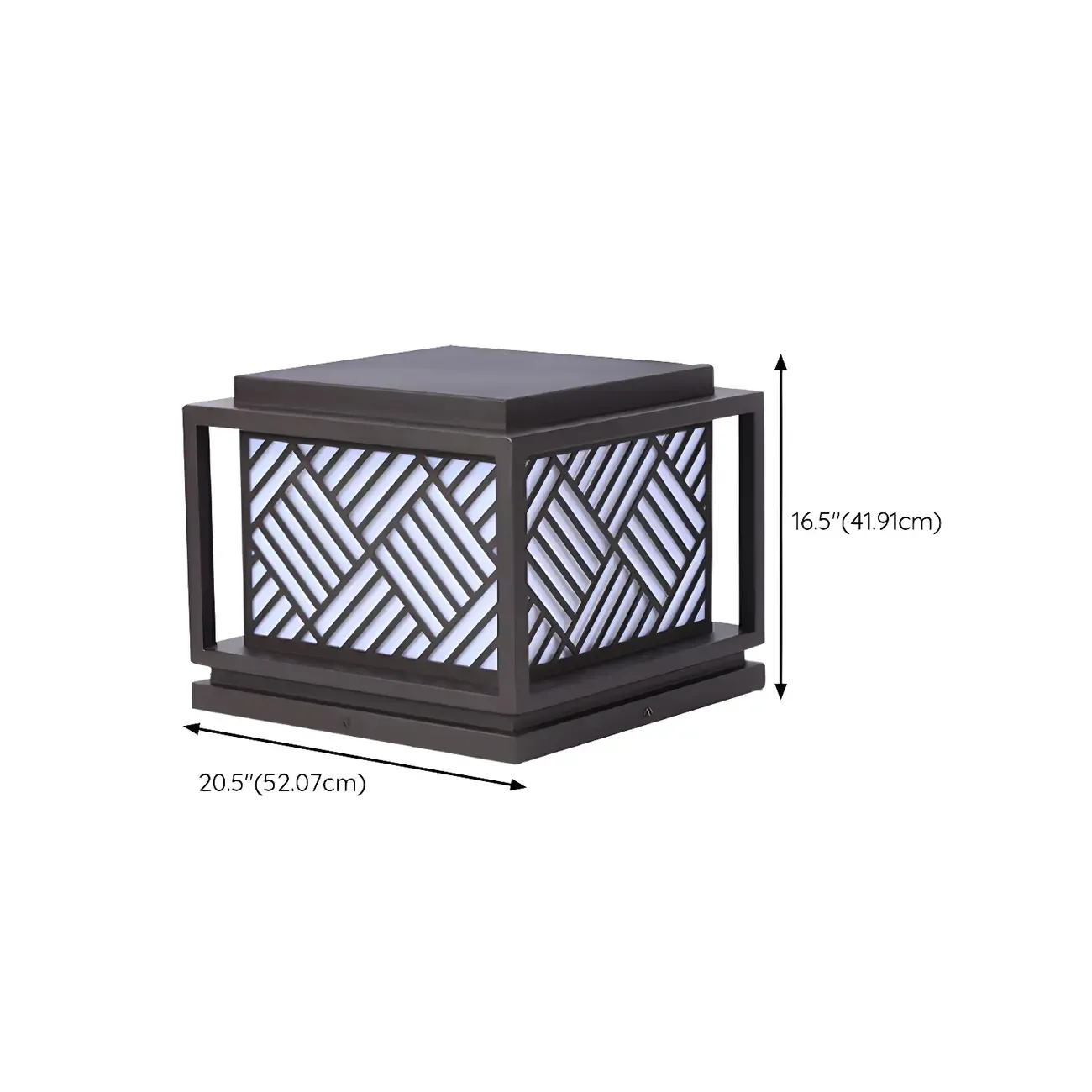 Cubic Metal Post Cap Light with Geometric Pattern Shade