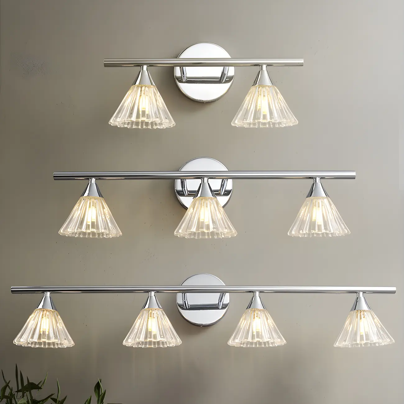 Modern Bell Glass Silver Bathroom Vanity Light