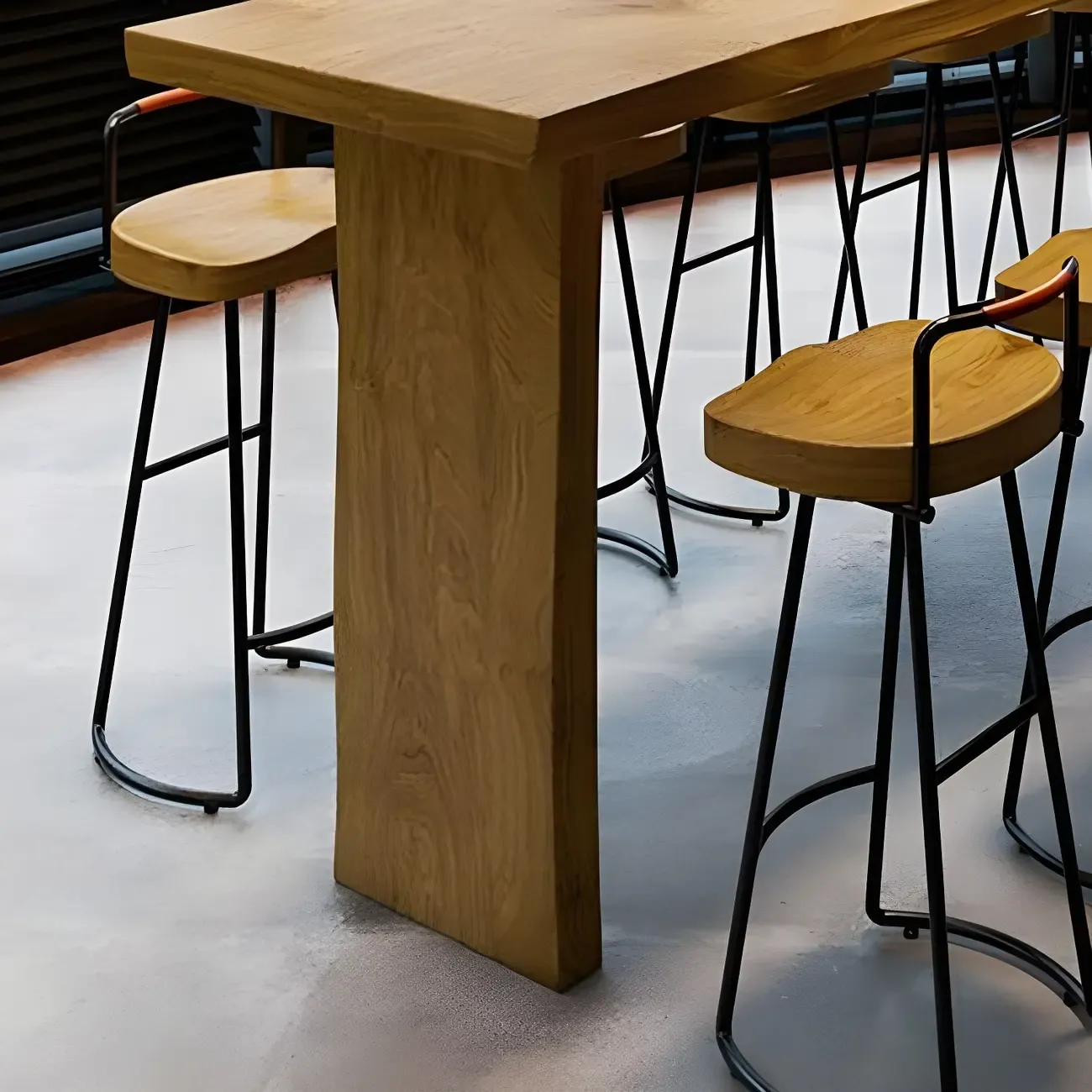 Modern Light Brown Pine Wood Double Pedestal Bar Tables