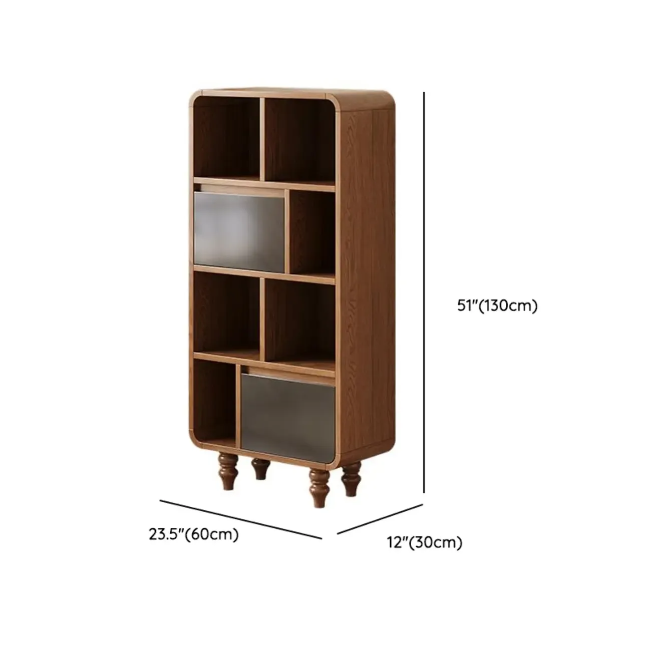 Mid-Century Modern Wooden Vertical Display Bookcase