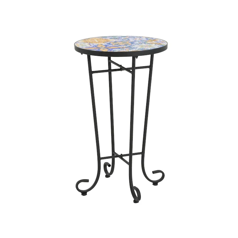 Patio Side Table,Blue+Black