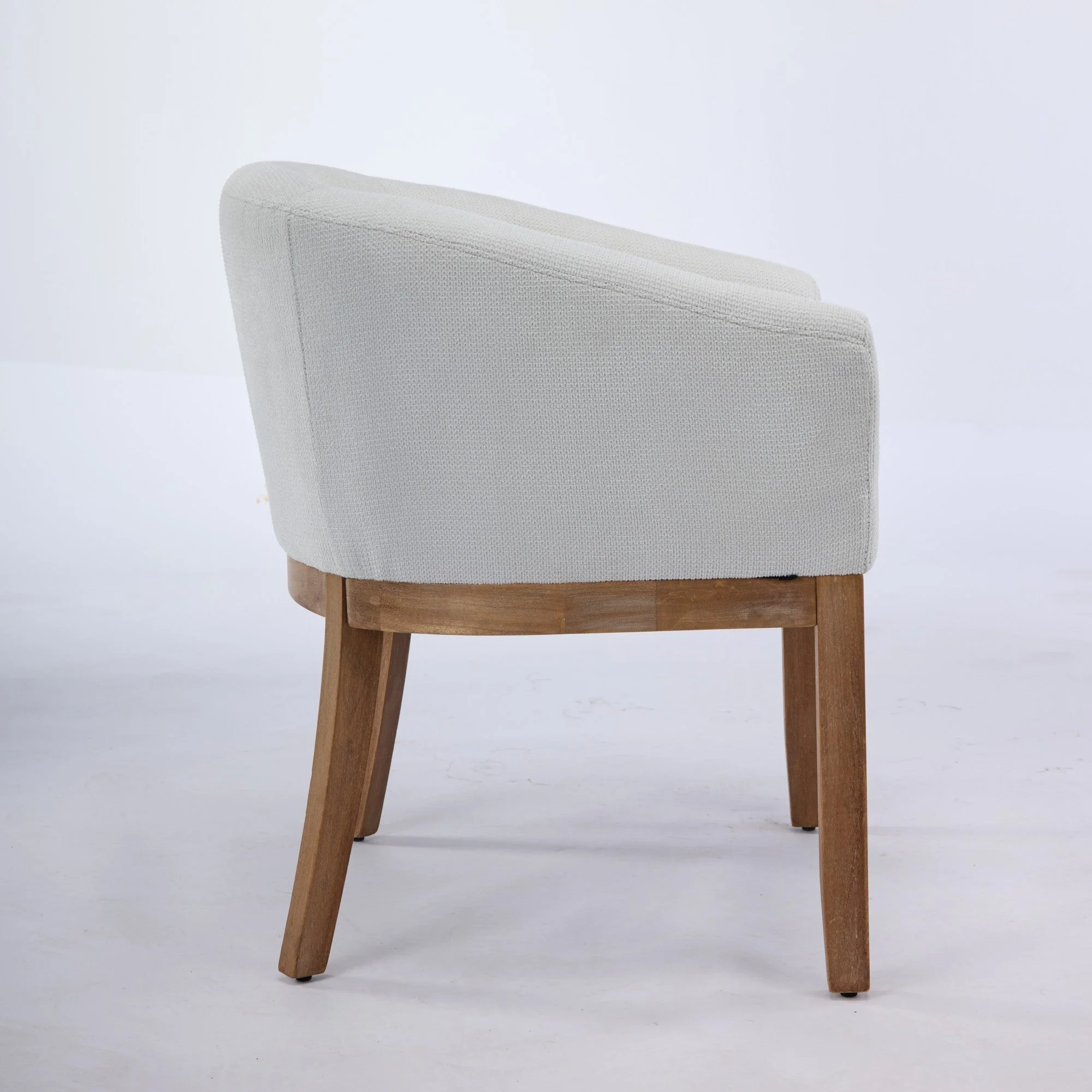 Mid Century Modern Upholstered Linen Barrel Dining Chairs