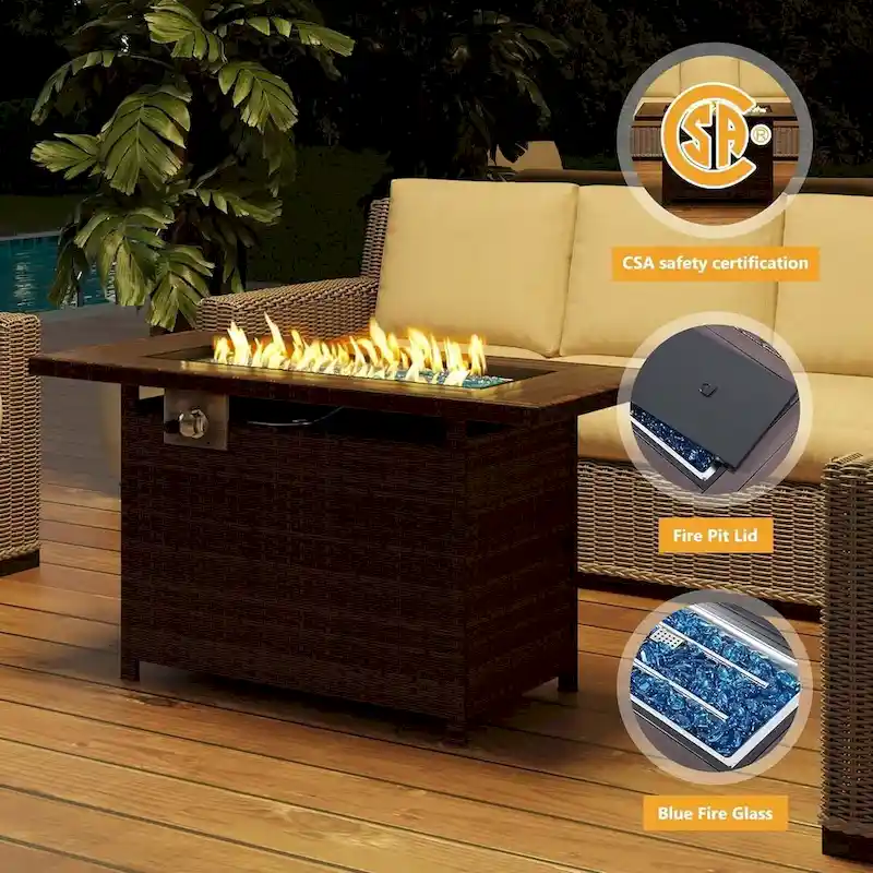4 Pieces Aluminum Patio Furniture Set with 40 Fire Pit Table