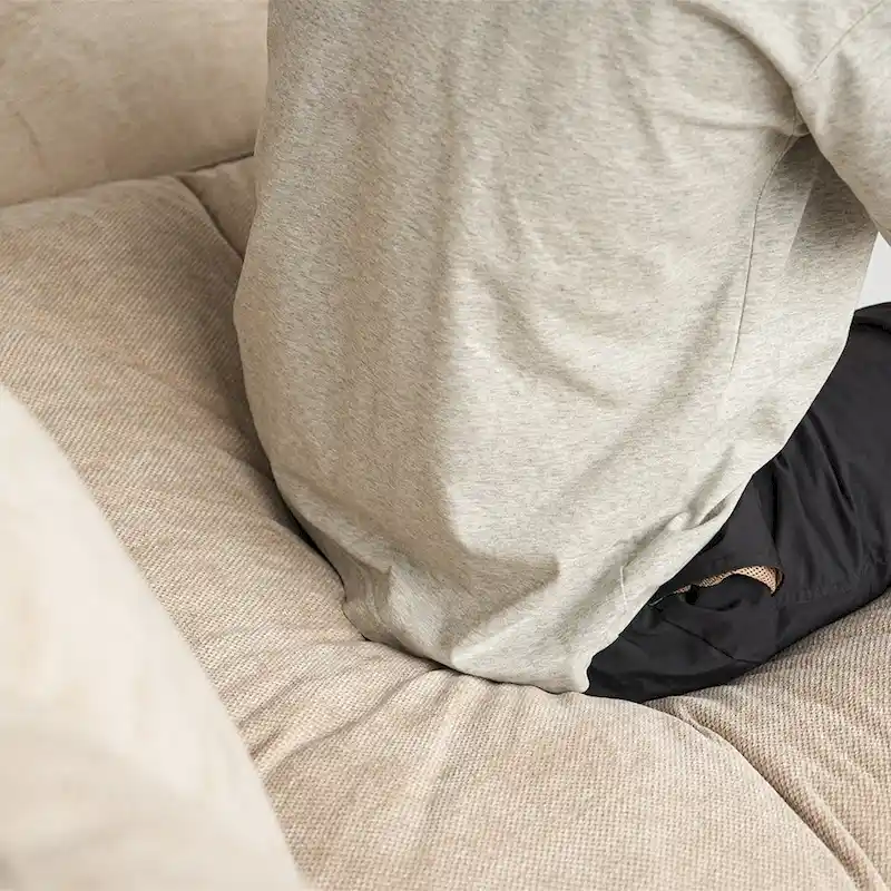 82.68   Down Filled Sectional Couch L-shape Linen Upholstered Loveseat with Ottoman