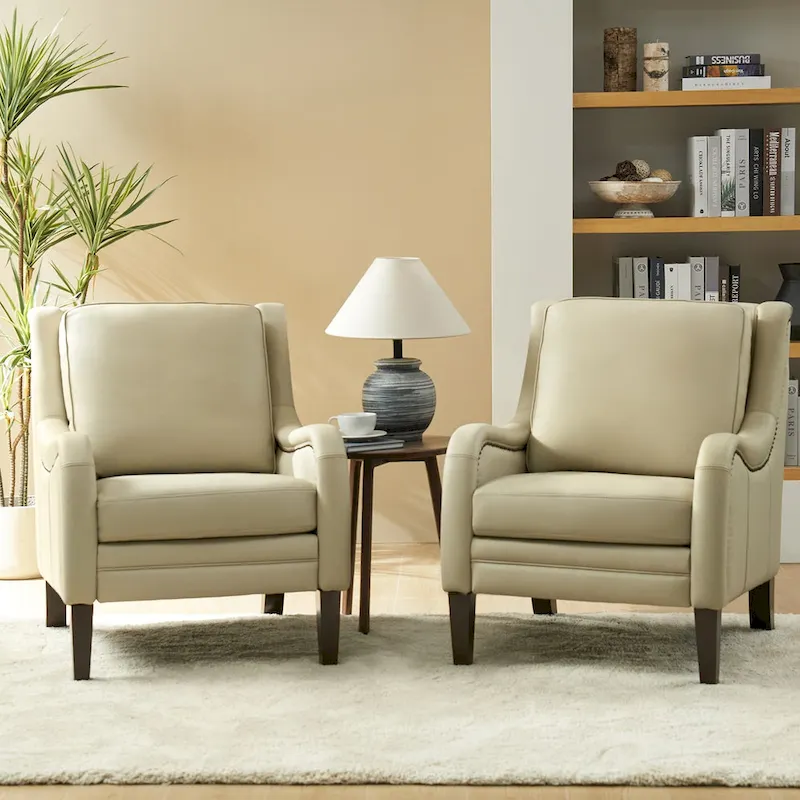 Pascual Comfy Living Room Armchair Set Of 2 with Solid Wood Legs