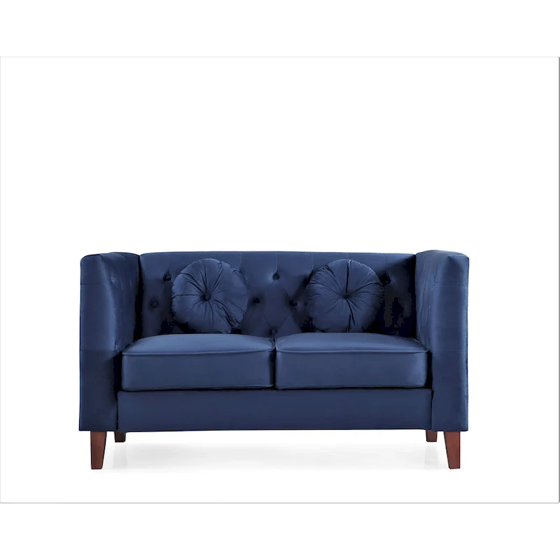 US PRIDE FURNITURE Velvet Classic Chesterfield Loveseat with Wood legs