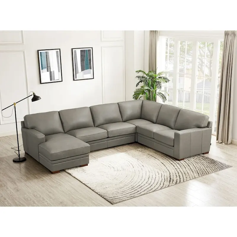 Hydeline Dillon Top Grain Leather Left-Facing Sectional Sofa with Chaise