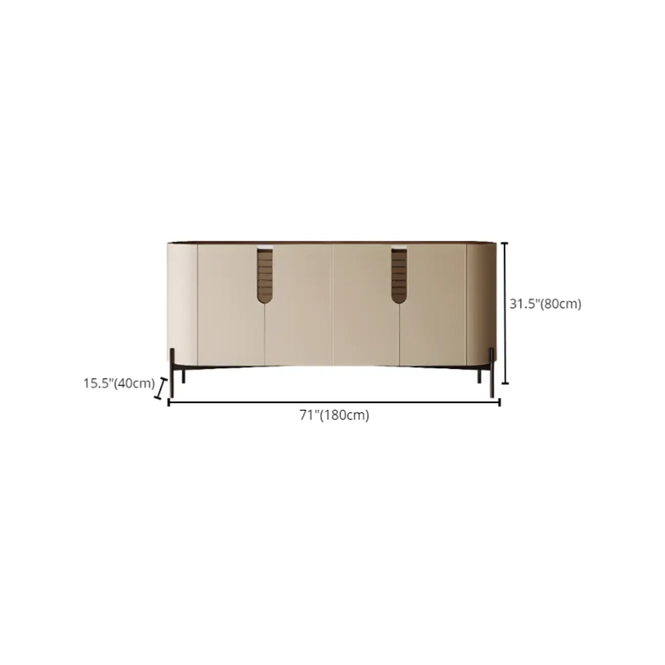 Modern Beige Stone Accent Cabinet with 4 Straight Legs