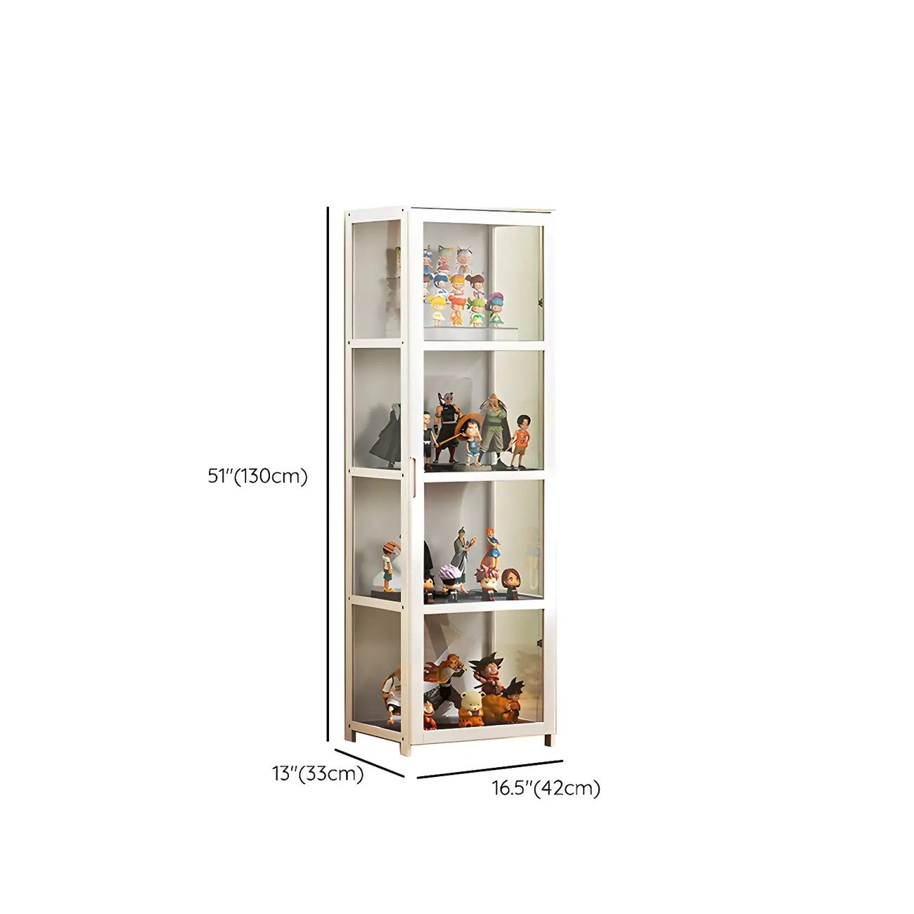 White Modern Bamboo Clear Figure Curio Cabinet