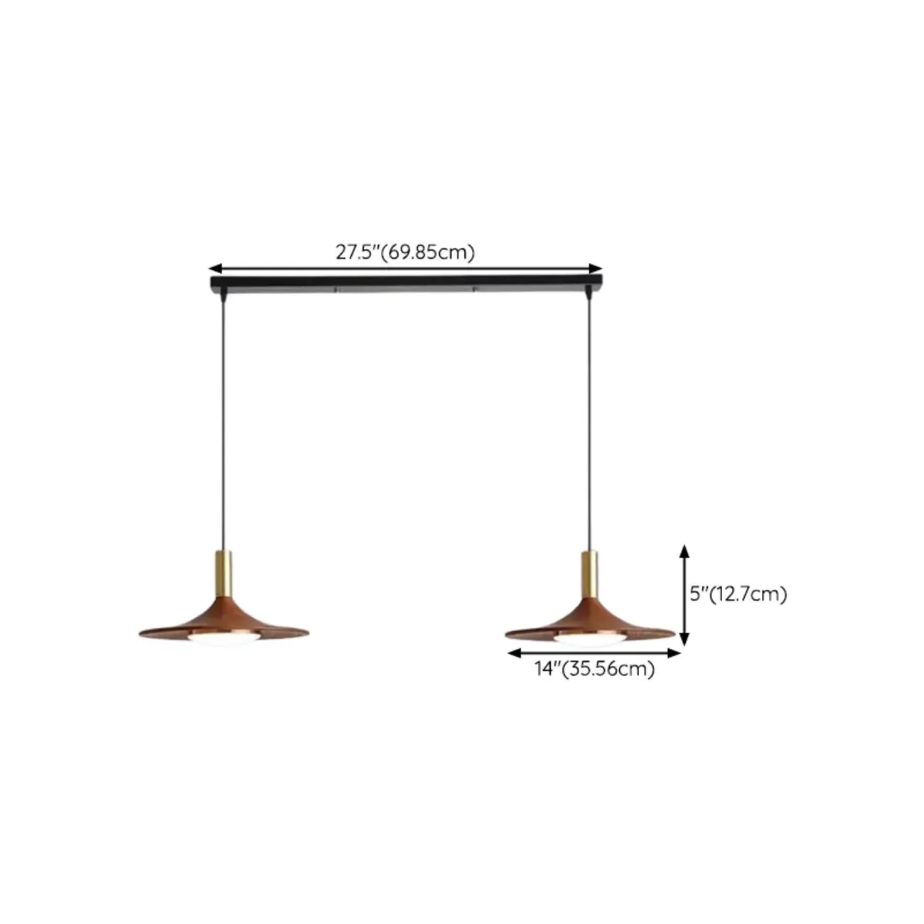 Modern Metal Walnut Acrylic Geometric Pendant Light