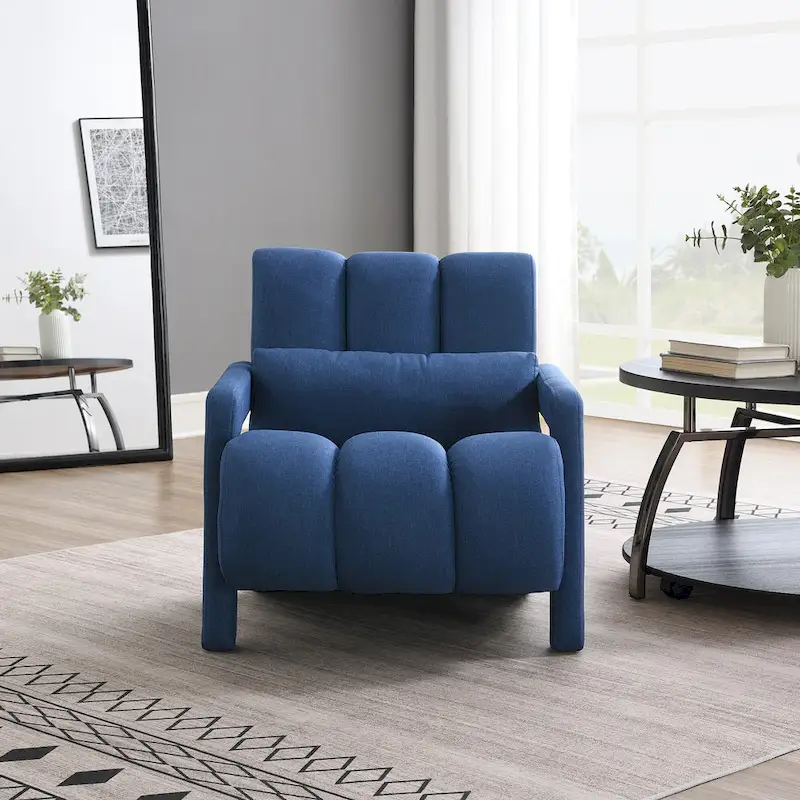 Navy Blue Modern 27.5 Accent Chair with Pillow