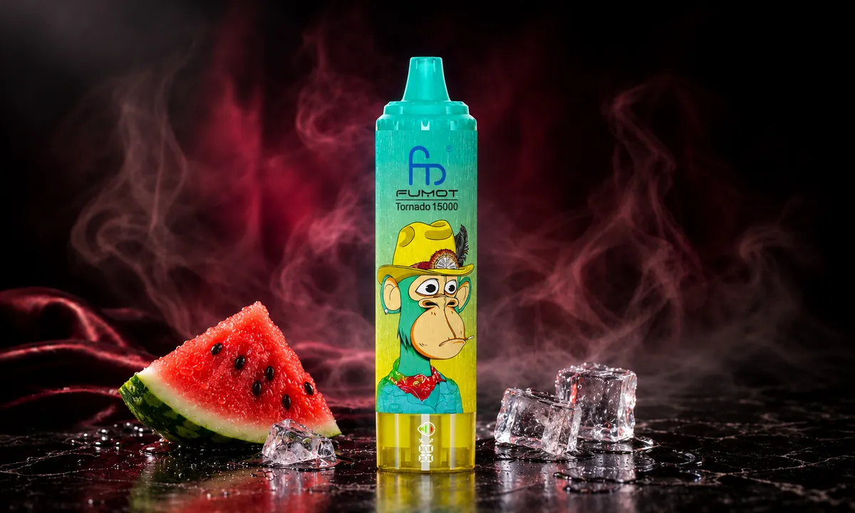 FUMOT Tornado 15000 Watermelon Ice – E-Zigarette in einer atmosphärischen Produktszene