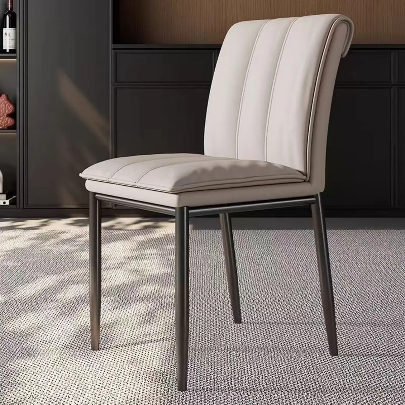 Low Back Upholstered Dining Chairs with Vertical Tufting