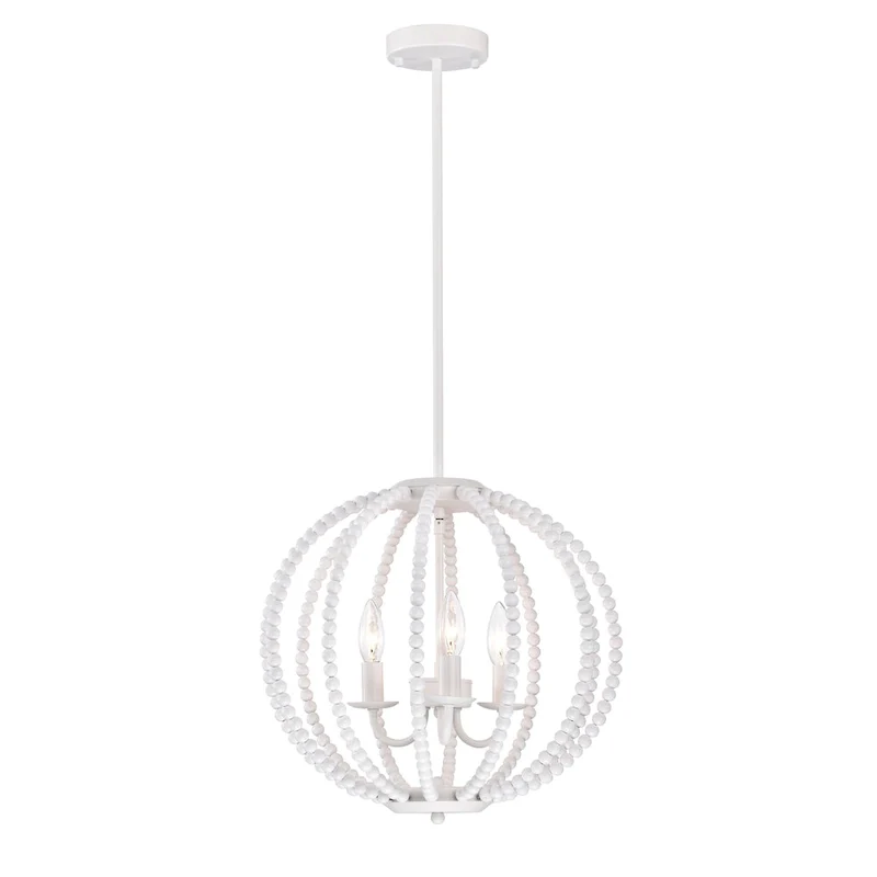 Arni 16 Inch Pure White Beads Bohemian Pendant 3-Light